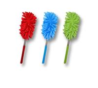 ARCUS 3 Pack Microfibre Extendable Duster, Washable Extendable Feather Duster For Cleaning, Flexible Duster For Home, Office, Bathroom, Garage, Window, Cupboard - Blue, Red, Green