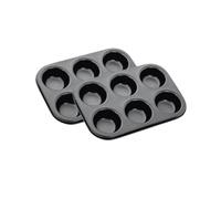 ARCUS 6 Cup Non Stick Muffin Tray - 2 Pack - Deep Baking Mould for Muffins, Fairy Cakes, Brownies, Cupcakes, Yorkshire Pudding, Pies - Kitchen Equipment - Carbon Steel (Grey)