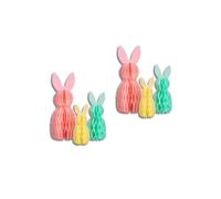 ARCUS Easter Honeycomb Bunny Decorations - Pack of 6-3 Sizes Small, Medium & Large - Yellow, Green & Pink - Easter Party Decoration Ornament Accessory - Hanging Indoor Decor