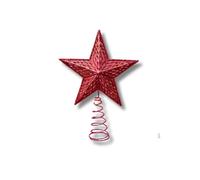 ARCUS Red Glittered Star Tree Topper 17cm Size - For Xmas Christmas Tree Decoration Accessory - Traditional Xmas Home Ornament - Classic