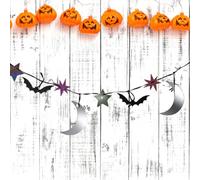ARCUS Spooky Holographic Bunting, 3m Halloween Party Decoration, Bats Moons Stars Design, Hanging Prop