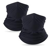 Arcweg 2PCS Multifunctional Headwear Bandana Neck Gaiter Stretchy Neckwear Neck and Face Scarf Snoods Men Women Breathable UV Protection Face Warmer Wristband for All Year Round Black