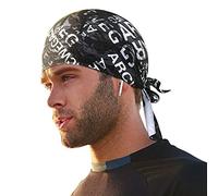 Arcweg Cycling Pirate Bandana Skull Cap Hat Sweat Wicking Beanie Sun UV Protection Quickly Dry Under Helmet Cycling Headscarf Headwrap for Men & Women Outdoor Sports Black and White
