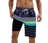Arcweg Mens Swimming Shorts Long Swimming Trunks with Compression Liner 2 in 1 Swim Trunks with Zipper Pockets Quick Dry Men's Swim Shorts Double Layer