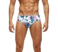 Arcweg Men's Swimming Trunks Briefs Low Waist with Removable Pad Swimwear Elastic Beach Shorts Boxers Underwear Birds XXL（UK）
