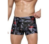 Arcweg Men's Swimming Trunks Shorts Sport Boxer Swimwear Boxers Underwear Drawstring Summer Beach Board Shorts Elastic Swimsuit Bottom Red Mirage L(UK) No Pad