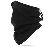 Arcweg Neck Warmer Drawstring Elastic Thermal Snood Soft Windproof Men Women Neck Tube Fleece Universal Unisex Outdoor Neckwear Winter Face Mask 11x13Inches Black