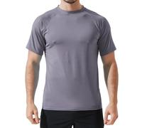 Arcweg Rash Guard Men Short Sleeves Shirt UPF 50+ Elastic Rash Vest Loose Fit Swimming Top Quick Drying Running Vest Sports Top Dark Grey XXL(UK)