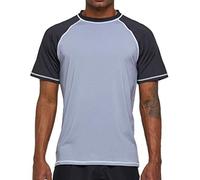 Arcweg Rashguard Men Short Sleeves Diving UV Protection UPF 50+ Elastic Rash Vest Loose Fit Top Swimming Quick Drying Surfing Pool T-Shirt Sports Top Rashie 2XL(EU) Grey