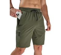 Arcweg Swimming Shorts Men Long Men's Swim Shorts & Trunks with Zip Pockets Swim Shorts Black for Gym Swim Running No Mesh Lining Army Green S(UK