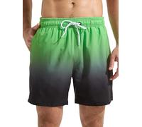 Arcweg Swimming Shorts Men with Mesh Lining Swim Shorts Quick Dry Mens Swimming Trunks with Zip Pockets Surf Swimming Beach Black Fruit Green Black Gradient S(UK)
