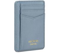 ARCWOR Slim Wallet Minimalist Front Pocket RFID Blocking Men and Women Leather Wallets, Azure-Litchi, Vertical