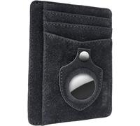 ARCWOR Slim Wallet Minimalist Front Pocket RFID Blocking Men and Women Leather Wallets, Black-Suede, Vertical With Airtag Holder
