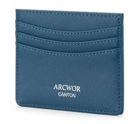 ARCWOR Slim Wallet Minimalist Front Pocket RFID Blocking Men and Women Leather Wallets, Blue-Saffiano, Horizontal