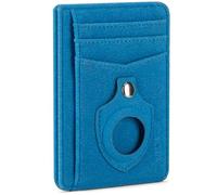 ARCWOR Slim Wallet Minimalist Front Pocket RFID Blocking Men and Women Leather Wallets, Blue-Suede, Vertical With Airtag Holder