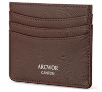 ARCWOR Slim Wallet Minimalist Front Pocket RFID Blocking Men and Women Leather Wallets, Coffee-Saffiano, Horizontal