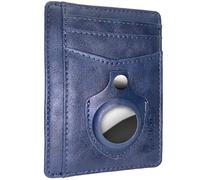 ARCWOR Slim Wallet Minimalist Front Pocket RFID Blocking Men and Women Leather Wallets, Navy-Vintage, Vertical With Airtag Holder