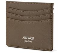 ARCWOR Slim Wallet Minimalist Front Pocket RFID Blocking Men and Women Leather Wallets, Olive-Saffiano, Horizontal