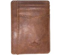 ARCWOR Slim Wallet Minimalist Front Pocket RFID Blocking Men and Women Leather Wallets, Tan-Vintage, Vertical