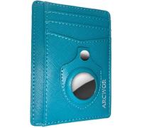 ARCWOR Slim Wallet Minimalist Front Pocket RFID Blocking Men and Women Leather Wallets, Teal-Saffiano, Vertical With Airtag Holder