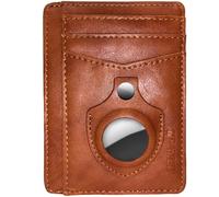 ARCWOR Slim Wallet Minimalist Front Pocket RFID Blocking Men and Women Leather Wallets, Whisky-Vintage, Vertical With Airtag Holder