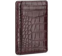 ARCWOR Slim Wallet Minimalist Front Pocket RFID Blocking Men and Women Leather Wallets, Wine-Crocodile, Vertical