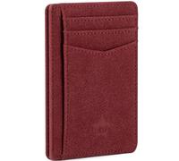 ARCWOR Slim Wallet Minimalist Front Pocket RFID Blocking Men and Women Leather Wallets, Wine-Suede, Vertical