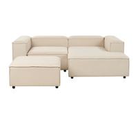 Beliani Modular Corner Sofa 3 Seater Ardal Left Hand Beige Fabric With Ottoman