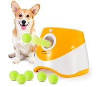 ARDAN STOCK Automatic Dog Ball Launcher | Interactive Fetch Machine for Small &Medium Dogs | 6 Mini 2-Inch Balls + USB Charging | Indoor & Outdoor PlayToy | 3 Distance Settings | Orange