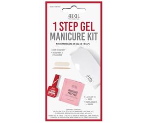 Ardell 1 Step Gel Polish Manicure Kit - Venetian Red, Gel Nail Polish, UV LED Nail Lamp & Prep Pads, Easy At-Home DIY Nail Kit