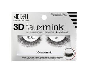 Ardell False Eyelashes 3D Faux Mink Lashes 861 - Lightweight Reusable Strip Lashes with Invisiband Ultra-Fluffy Volume for a Bold and Dramatic Look