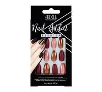 Ardell Nail Addict Premium Artificial Nail Set Long Length Coffin Shaped Burgundy Cateye With Iridescent And Pink Accents 24 Press On Nails For an E