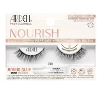 Ardell Nourish Lashes 750 - Subtle Cat Eye False Eyelashes with Peptides & Biotin Infused Band, Lash Glue Included, Natural Strip Lashes for Sensitive Eyes, 4 Pack