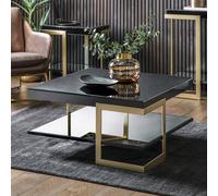 Vinicius 90cm Square Glass Coffee Table - Black
