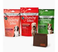 Arden Grange Crunchy Bites Dog Treats Selection + Canvas Treat Pouch Bundle - Salmon, Chicken & Lamb. All Natural Ingredients, Hypoallergenic and Grain Free (675g Value Multipack)