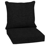 Arden Selections Outdoor Deep Seat Set, 24 x 24, Rain-Proof, Fade Resistant, Deep Seat Bottom and Back Cushion 24 x 24, Black Leala