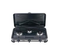 ARDES AR1FG03 Outdoor Gas Stove LPG Portable Gas Cooker for Camping 3 Fires with Lid in Painted Steel Black Energy Efficiency Class A+++