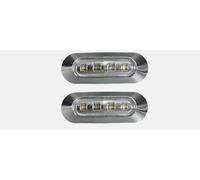 Ardillion 2x 4 LED Front WHITE Chrome Bezel Marker Side Light Compatible With Truck Bus Lorry Trailer