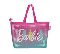 ARDITEX Barbie Beach Bag - 48 x 32 cm Polyester and PVC with Zip - Pink Design with Inner Lining - Ideal for Beach or Pool - Perfect for Carrying Towel and Accessories