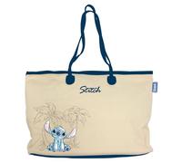 ARDITEX - Canvas Shopping Bag 36 x 27 x 16 cm with PU Handles and Inner Pocket, Stitch Design with Big Ears, Perfect for Daily Use or Weekend Getaways, Beige, beige, Beige