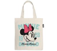 ARDITEX - Cotton Tote Bag 37x41cm - Minnie Mouse with Pink Bow and Be Bold Text - Eco-friendly and Reusable - Official Disney License