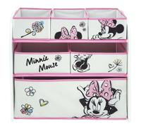 Minnie Mouse Classic Wooden Toy Organiser with 6 Storage Bins - Pink & White