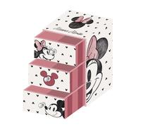 ARDITEX, Minnie Girl Jewellery Box, 3 Drawer Cardboard Jewellery Box, for Storing Jewellery, Photography, Crafts, Sewing, Small Items, 9.5 x 7 x 15 cm