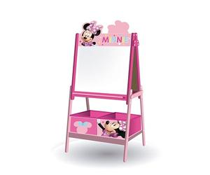 ARDITEX - Disney Minnie Mouse children's whiteboard with double surface for chalks and markers and 2 fabric storage bins - 54 x 45 x 117 cm - 24 x 30 x 15 cm - pink