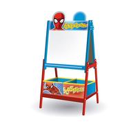 ARDITEX - Marvel Spiderman Kids Chalkboard with Double Surface for Chalk and Markers and 2 Fabric Storage Containers - 54x45x117cm - 24x30x15cm - Blue and Red