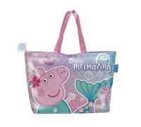 ARDITEX Peppa Pig Mermaid Edition Beach Bag - 48 x 32 cm Polyester and PVC with Zip - Marine Design with Inner Lining - Ideal for Beach or Pool - Perfect for Carrying Towel and Accessories