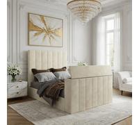 Ardley Upholstered Soft Velvet Line Cream Tv Bespoke Bed Frame