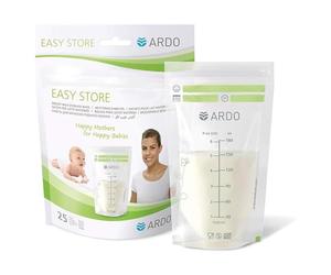 Ardo Easy Store 180ml Breast Milk Storage Bags. 25 Pre-Sterilised Disposable Pouches to Store Milk in Fridge & Freezer. BPA Free Leak Proof Breastfeeding Bags with Double Zips. (180ml, 25 Bags)