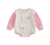 Ardougudougu Baby Girl 1st Birthday Outfit One Silly Goose Romper Comfortable Long Sleeve Round Neck Jumpsuit