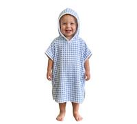Ardougudougu Toddler Boy Girl Gingham Swim Cover Up Hooded Poncho Towel Terry Bathing Suit Cover Up Summer Baby Beach Essentials (Blue, 5-6 Years)